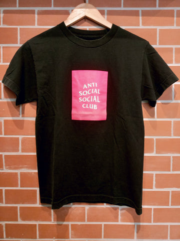 Anti Social Social Club ASSC Pink Box Logo Black Shirt