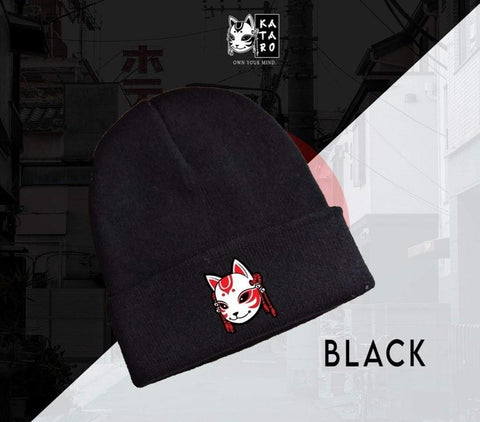 Kitsune Black Beanie